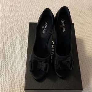 Chanel Mesh Satin open shoes